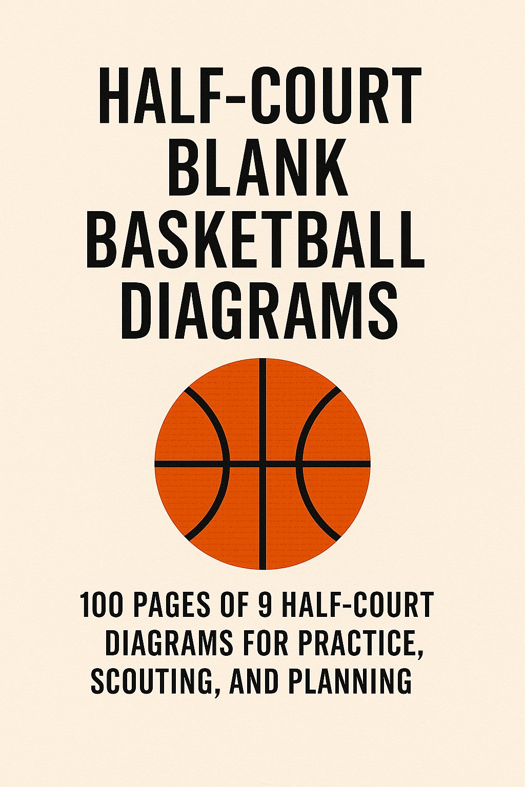Half Court Blank Basketball Diagrams - 9 per page